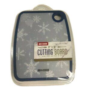 Art & Cook Slice & Chop Holiday Snow Flakes Print 8" X 10" Cutting Board